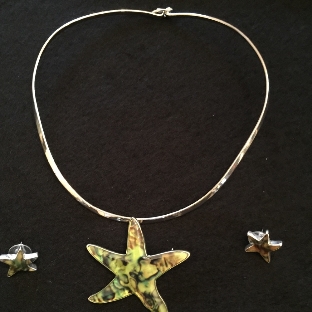 Starfish necklace and earrings